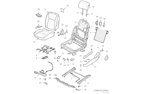 Genuine Saab Seat Cushion - 12755383