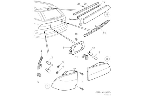 Genuine Saab Tail Lamp - 12755798