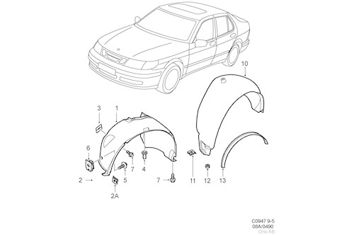 Genuine Saab Wheel Housing - 12756107