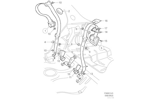 Genuine Saab Seat Belt - 12756316