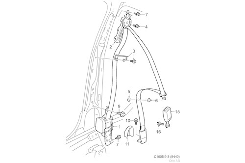 Genuine Saab Seat Belt - 12756363