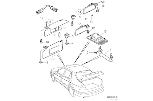 Genuine Saab Sun Visor - 12757002