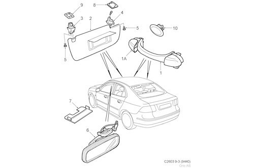 Genuine Saab Sun Visor - 12758115