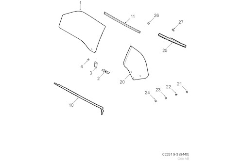 Genuine Saab Door Window - 12760028