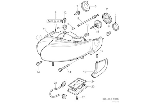 Genuine Saab Lh Headlamp - 12762510