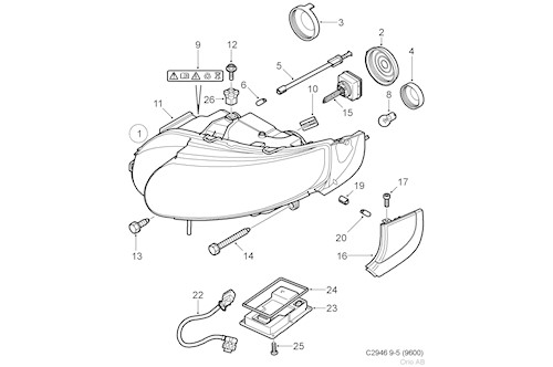 Genuine Saab Lh Headlamp - 12762514