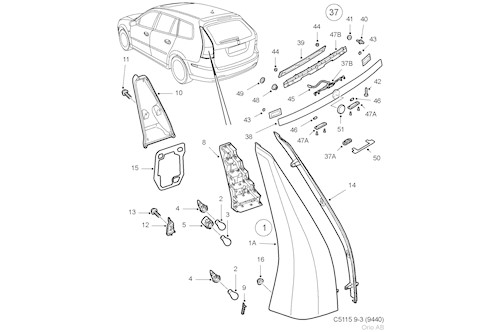 Genuine Saab Tail Lamp - 12764758