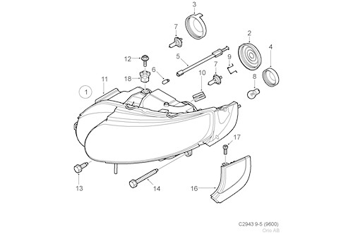 Genuine Saab Lh Headlamp - 12767096