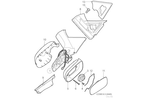 Genuine Saab R. V. Mirror - 12767460