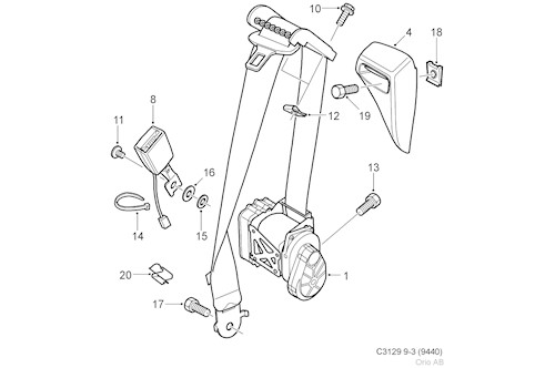 Genuine Saab Seat Belt - 12770666