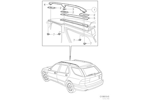 Genuine Saab Rail, Roof - 12771578