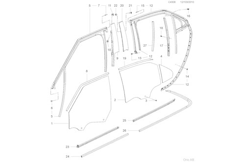 Genuine Saab Door Window - 12772864