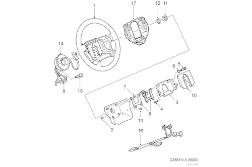 Genuine Saab Steering Wheel - 12774366