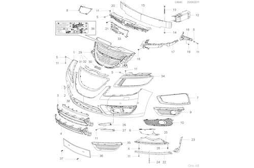 Genuine Saab Radiator Grille - 12776795