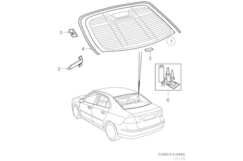 Genuine Saab Rear Window - 12804492