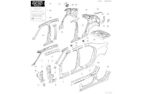 Genuine Saab Tank Hatch - 12823466