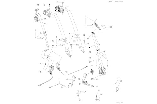 Genuine Saab Seat Belt - 12823655