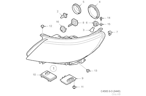 Genuine Saab Headl. Housing - 12829591