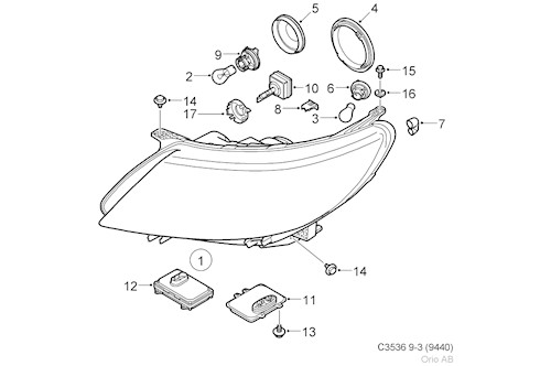 Genuine Saab Headl. Housing - 12842070