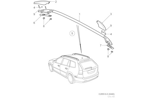 Genuine Saab Rail, Roof - 12842161