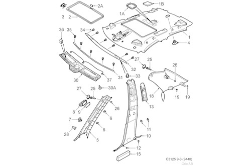 Genuine Saab Head Lining - 12844498