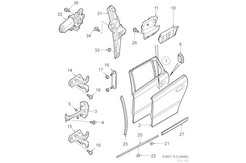 Genuine Saab Rear Door - 12847214