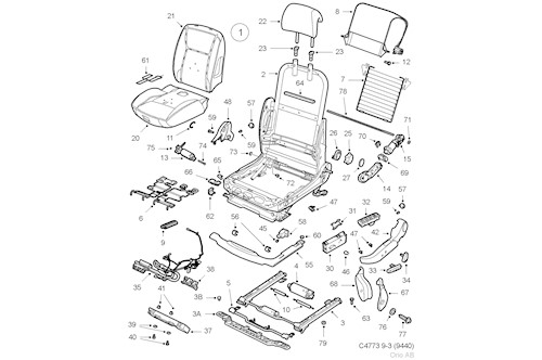 Genuine Saab Seat Frame - 12848619