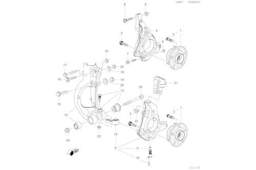 Genuine Saab St Knuckle, Lh - 13219080