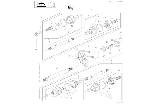 Genuine Saab Axle Shaft - 13265648