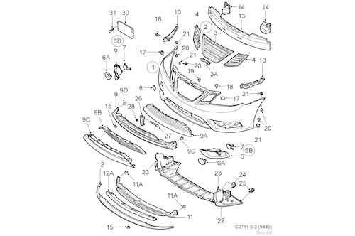 Genuine Saab Fr Bumper Shell - 32016146