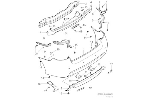 Genuine Saab Rr Bumper Shell - 32016160