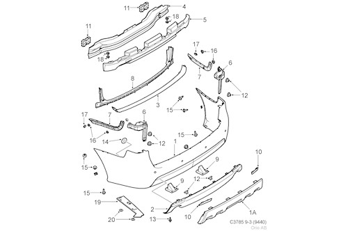 Genuine Saab Rr Bumper Shell - 32016165