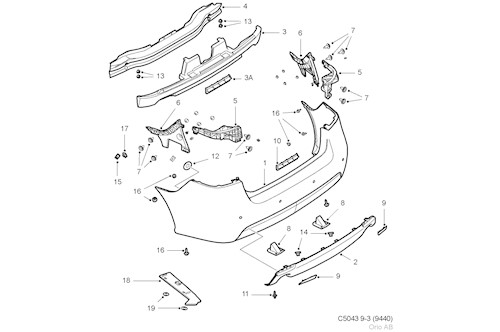 Genuine Saab Rr Bumper Shell - 32016171