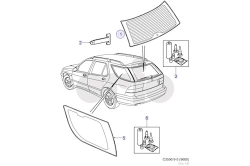 Genuine Saab Rear Window - 32019354