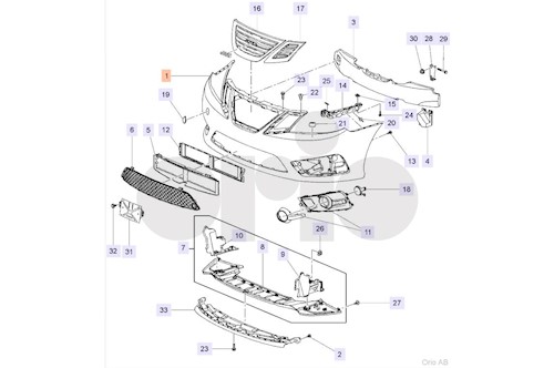 Genuine Saab Fr Bumper Shell - 32027512