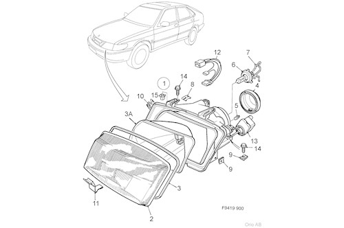 Genuine Saab Headlamp Lens - 4468039