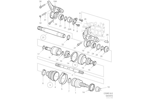 Genuine Saab Axle Shaft - 5393020