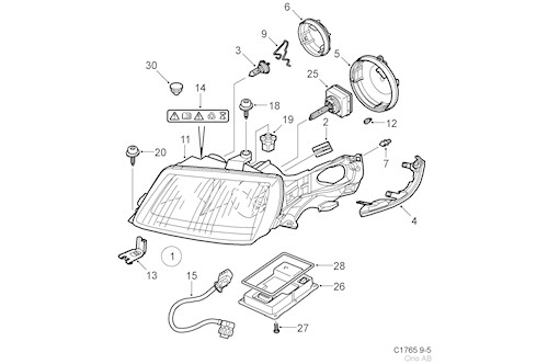 Genuine Saab Lh Headlamp - 5496385