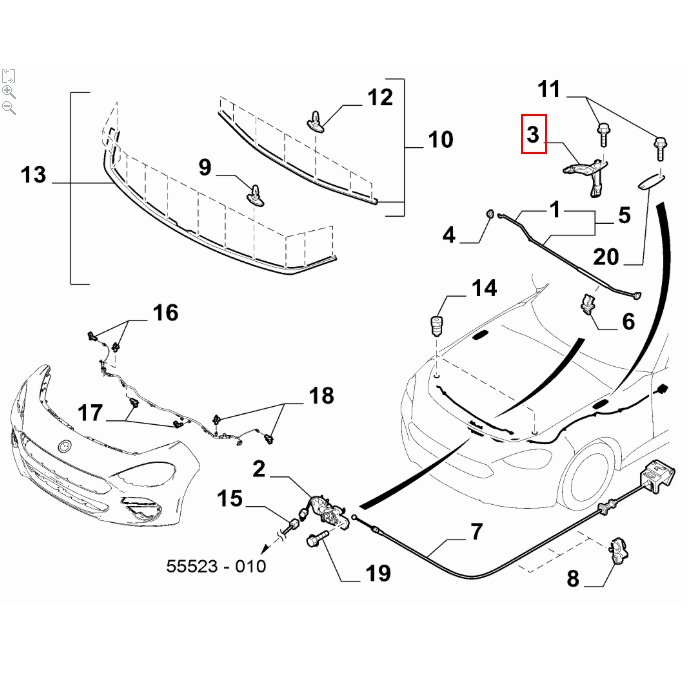 Genuine Fiat Spider Bonner Actuator (RH) - 6000636610