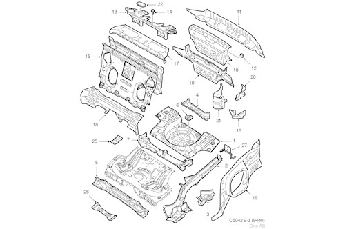 Genuine Saab Rear End Panel - 93186314