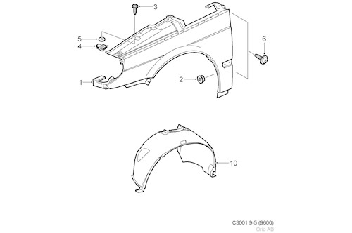 Genuine Saab Front Fender - 93187257