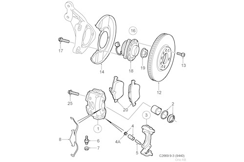 Genuine Saab Caliper, Fl - 93195751