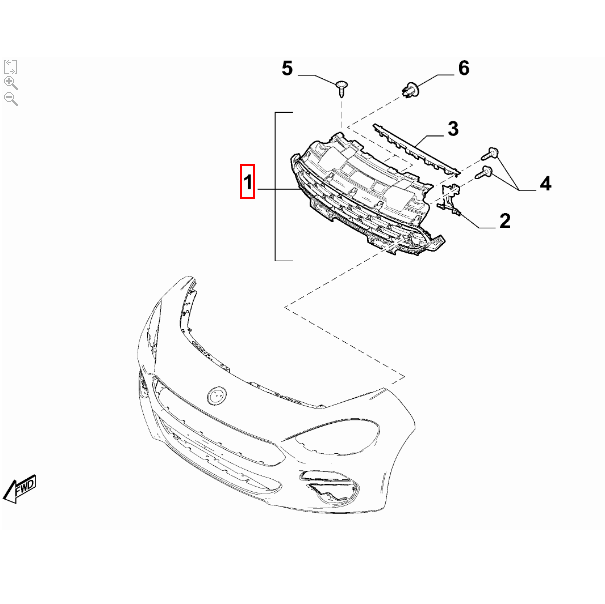 Genuine Fiat Spider Radiator Grille - 6000615464