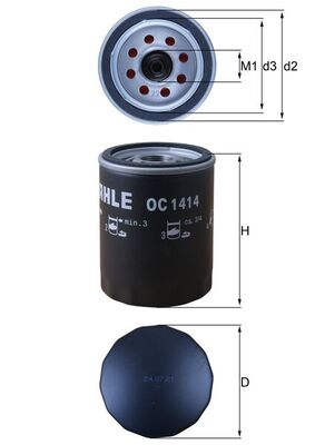 Genuine Mahle Oil Filter - OC1414