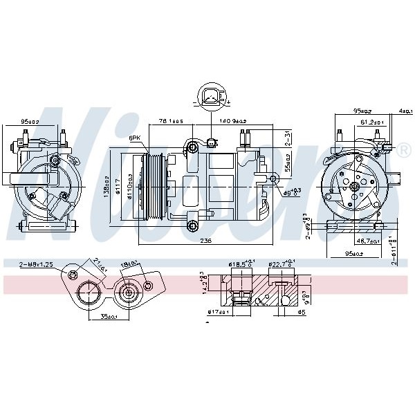 Genuine Nissens Aircon Compressor for Ford Transit Custom - 890217